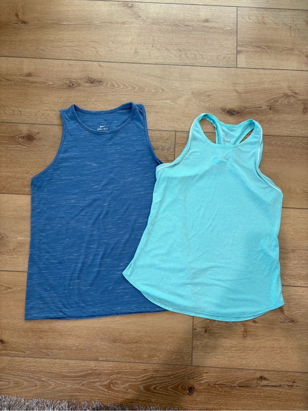 Nike Dri-Fit Women's Blue and Aqua Tank Tops Duo